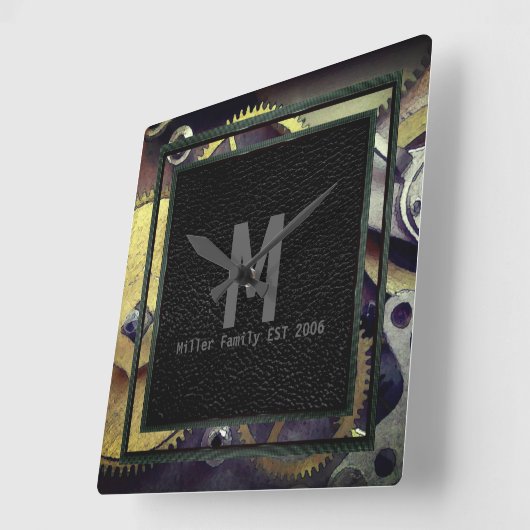 ギアデザイン工業用スチームパンクウォール時計 スクエア壁時計 (傾斜)