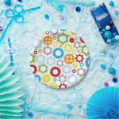 ギアデザイン紙プレート |ナットとボルトロボット ペーパープレート (パーティー)