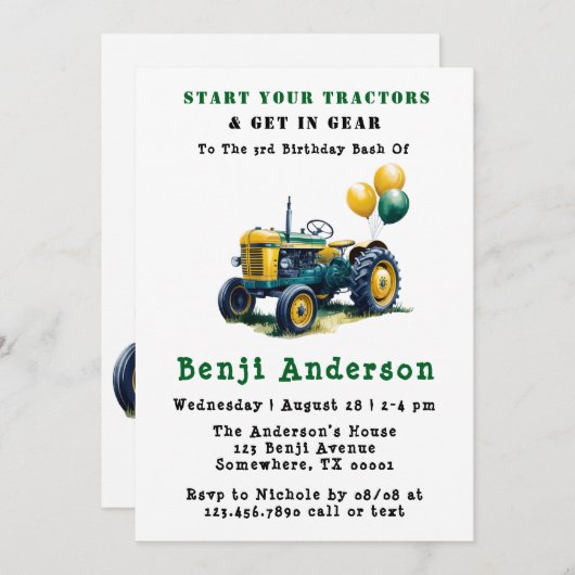 ギアトラクター3rd誕生日バッシュに入る 招待状 (正面/裏面)