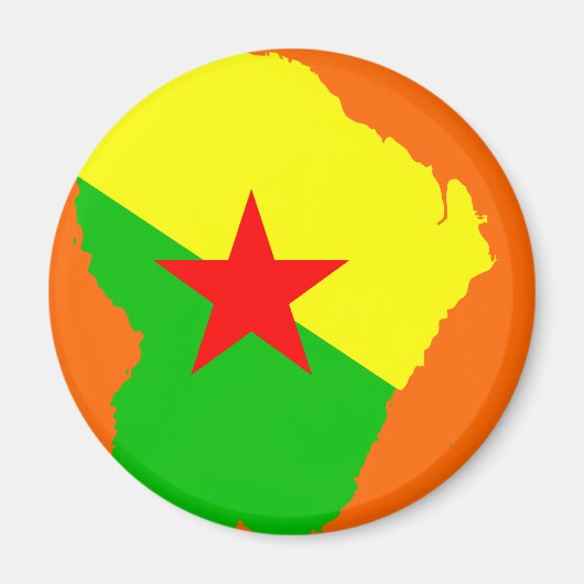 ギアナフランスの国旗の地図 マグネット (正面)