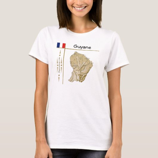 ギアナ地図 + フラグ + タイトルTシャツ Tシャツ (正面)