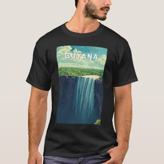 ギアナ イラスト 旅行 アート ヴィンテージ Tシャツ (正面)