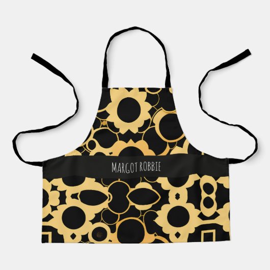 ギアブラック金ゴールド単色パターン エプロン (正面)