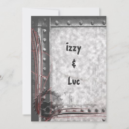 ギアヘッドスカルグランジロカビリー結婚ゴシック 招待状 (正面)