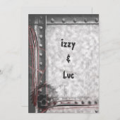 ギアヘッド スカル ロカビリー グランジ ゴス ウェディング 招待状 (正面/裏面)