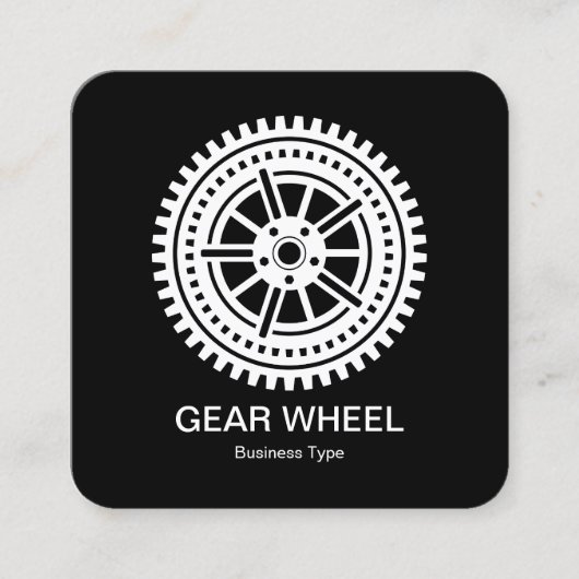 ギアホイール04 – 白（黒） スクエア名刺 (正面)