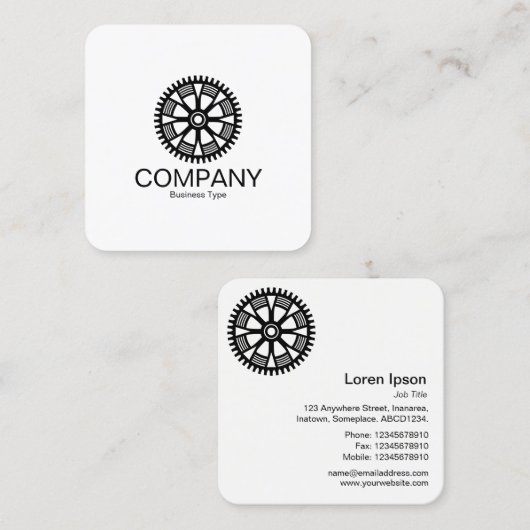 ギアホイール05v2 – 白黒正方形 スクエア名刺 (正面/裏面)