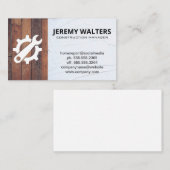 ギアレンチロゴ |木材の背景 名刺 (正面/裏面)