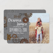 ギア工業用鋼グレー日付保存 招待状 (正面/裏面)