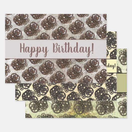 ギア素朴スプロケットスチームパンクオンストーンテンプレート ラッピングペーパーシート (セット)