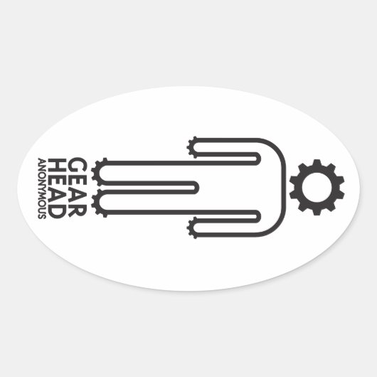 ギア頭匿名ステッカー 楕円形シール (正面)