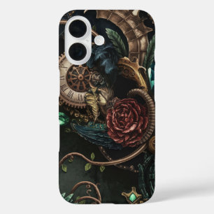 ギア、花模様、およびファンタジー融合 iPhone 16ケース