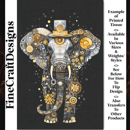 ギアCOGSホイールスチームパンクエレファントAT8デクページ 薄葉紙