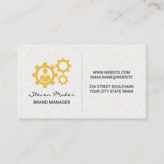 ギアPersonアイコン |紙テクスチャの背景 名刺 (正面)