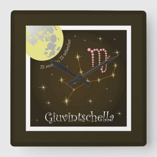 ギウヴィンチェッラ23アバストフィン23セッテンバーウール スクエア壁時計 (正面)