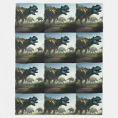 ギガノトサウルス恐竜が泳いでいる。 フリースブランケット (正面)