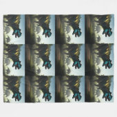 ギガノトサウルス恐竜が泳いでいる。 フリースブランケット (正面(横))