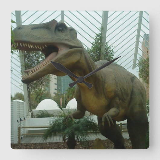ギガノトサウルス恐竜の壁時計 スクエア壁時計 (正面)