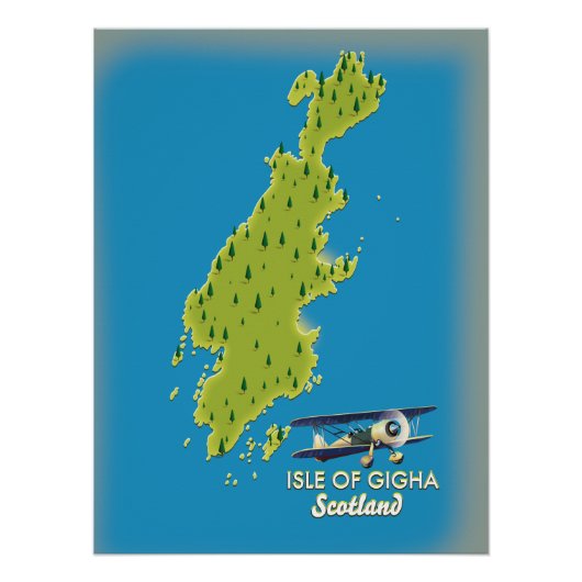 ギガ島 スコットランド地図 ポスター (正面)