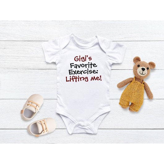 ギギのお気に入りのエクササイズカスタマイズおばあちゃん ベビーボディスーツ