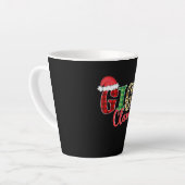 ギギクロースサンタハットおもしろいクリスマスパジャマ服 カフェラテマグ (左アングル)