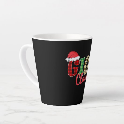 ギギクロースサンタハットおもしろいクリスマスパジャマ服 カフェラテマグ (左アングル)