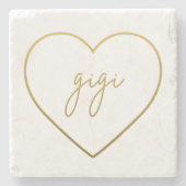 ギギゴールデンエレガントグラディエントハートおばあちゃんギフト ストーンコースター (正面)