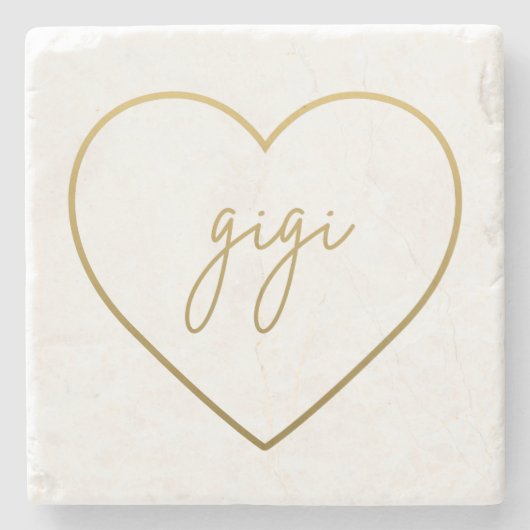 ギギゴールデンエレガントグラディエントハートおばあちゃんギフト ストーンコースター (正面)