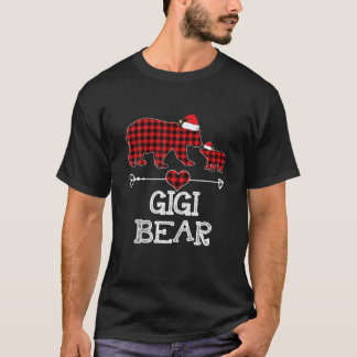 ギギベクリスマスパジャマおもしろいレッドプレイドバッファロー Tシャツ