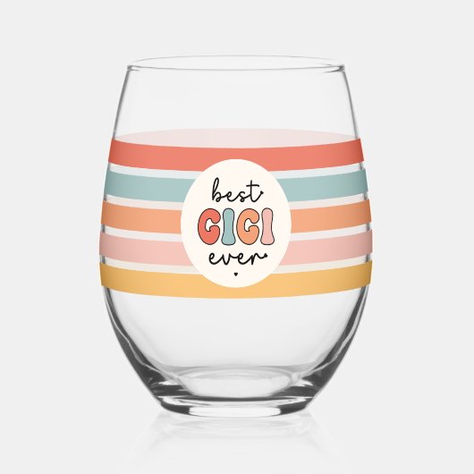 ギギモダン最高のエバーカワイイレトロおばあちゃん ステムなしワイングラス (正面)