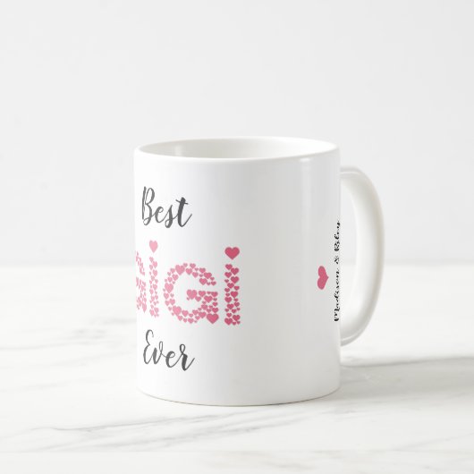 ギギ最高のーエバーピンクハートパーソナライズされた コーヒーマグカップ (正面右)