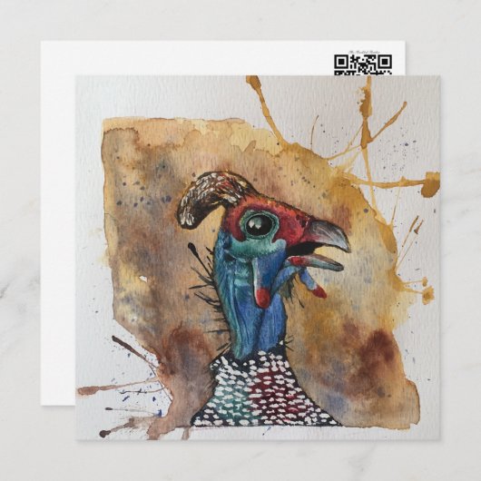 ギグリングギニア鳥はがきスタイルnotecard サンキューカード (正面/裏面)