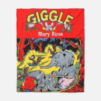 ギグルアニマルゾウヴィンテージ漫画 フリースブランケット