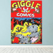 ギグルエレファントアニマルヴィンテージ漫画 キャンバスプリント (インサイチュ (ウッドフロア))