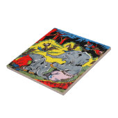 ギグルエレファントアニマルヴィンテージ漫画 タイル (側面)