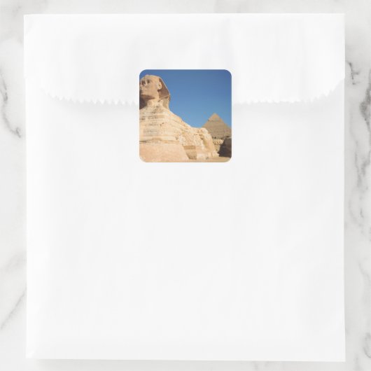 ギザのスフィンクスとカフレのピラミッド スクエアシール (バッグ)