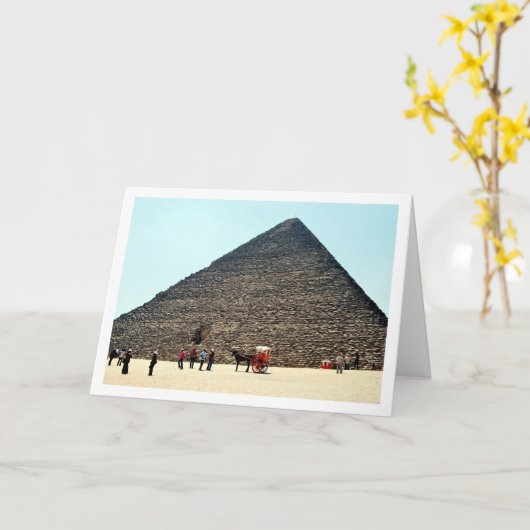 ギザのピラミッドのエジプトの馬車 カード (黄色い花)