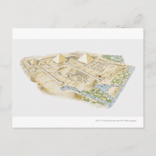 ギザのピラミッドイラストレーション ポストカード (正面)