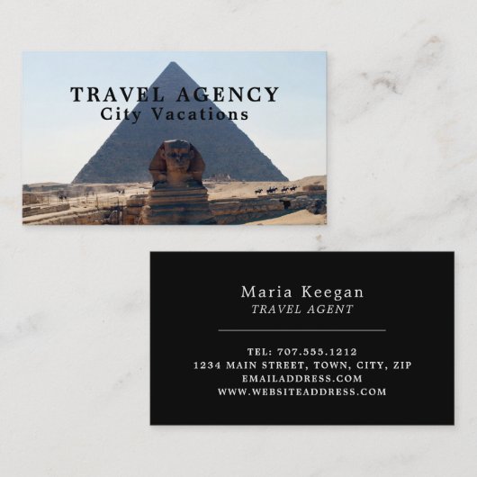 ギザのピラミッド，カイロ，エジプト，旅行代理店 名刺 (正面/裏面)