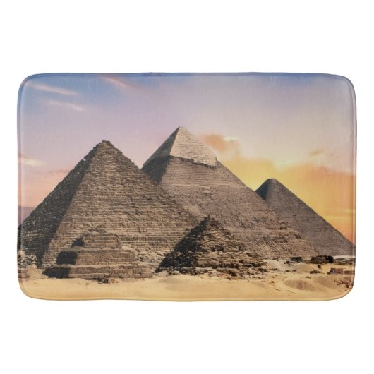 ギザのピラミッド 古代エジプト 砂漠の風景 バスマット (正面)