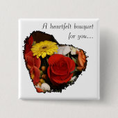 ギザギザのエッジハートブーケ写真カスタム 缶バッジ (正面)