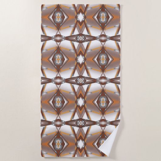 ギザギザのエッジ同心円のアーストーンアーグラデーショント ビーチタオル (正面)