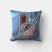 ギザギザのストロークで茶色の上の色あせた青い色合い クッション (正面)