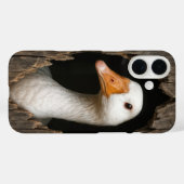 ギザギザの木の穴からのぞいている白いガチョウ Case-Mate iPhoneケース (裏面 (横))