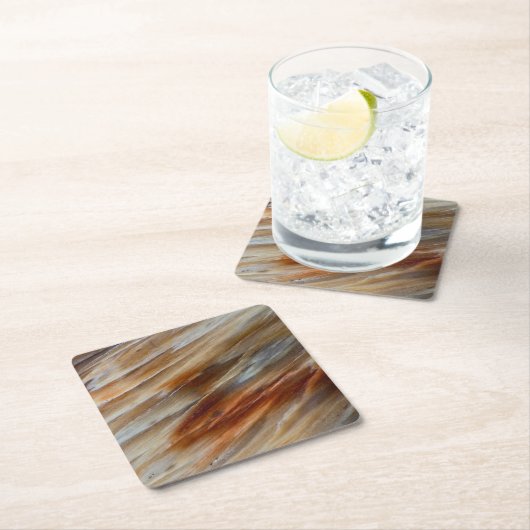 ギザギザの石化木材 スクエアペーパーコースター (インサイチュ)