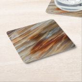 ギザギザの石化木材 スクエアペーパーコースター (アングル)