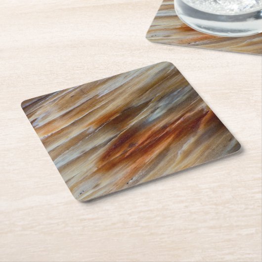 ギザギザの石化木材 スクエアペーパーコースター (アングル)
