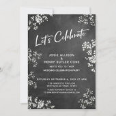 ギザギザハート チョークボード モダン お祝いしよう 招待状 (正面)