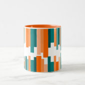 ギザギザ線 – ティール(緑がかった色)とオレンジマグカップ ツートーンマグカップ (中央)