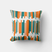 ギザギザ線 – ティール（緑がかった色）とオレンジ  クッション (正面)